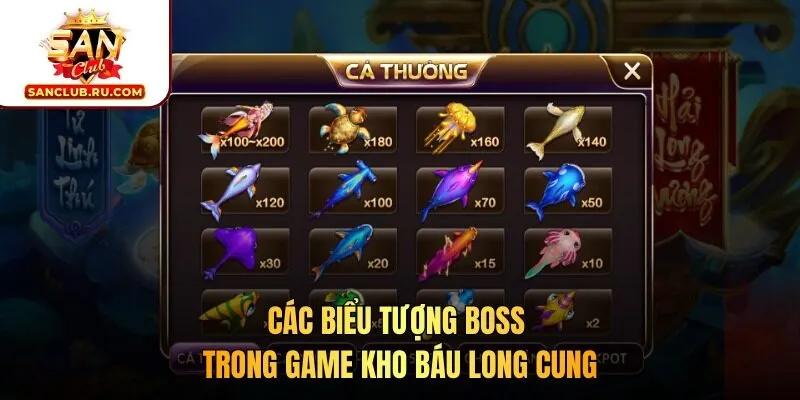 Các biểu tượng boss trong game Kho Báu Long Cung